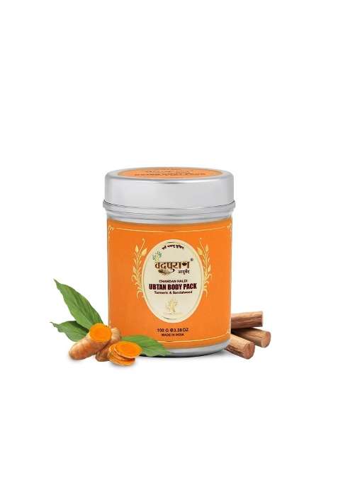 Vedpuran Chandan Haldi Ubtan Body Pack Natural Herbal Face and Body Mask for Glowing Skin
