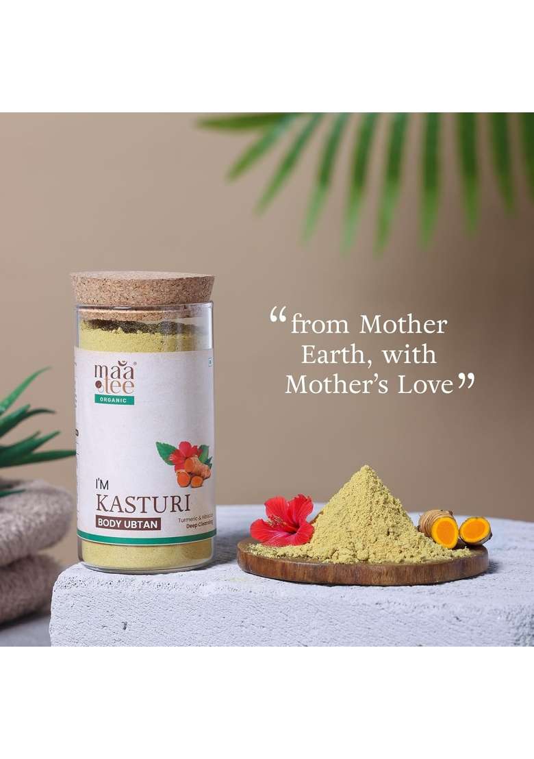 Maatee Organic Kasturi Powder Skin Ubtan for Deeply Cleanses by Removing Dead Skin with Hibiscus Chickpea - Indya