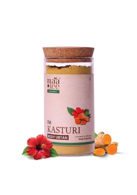 Maatee Organic Kasturi Powder Skin Ubtan for Deeply Cleanses by Removing Dead Skin with Hibiscus Chickpea