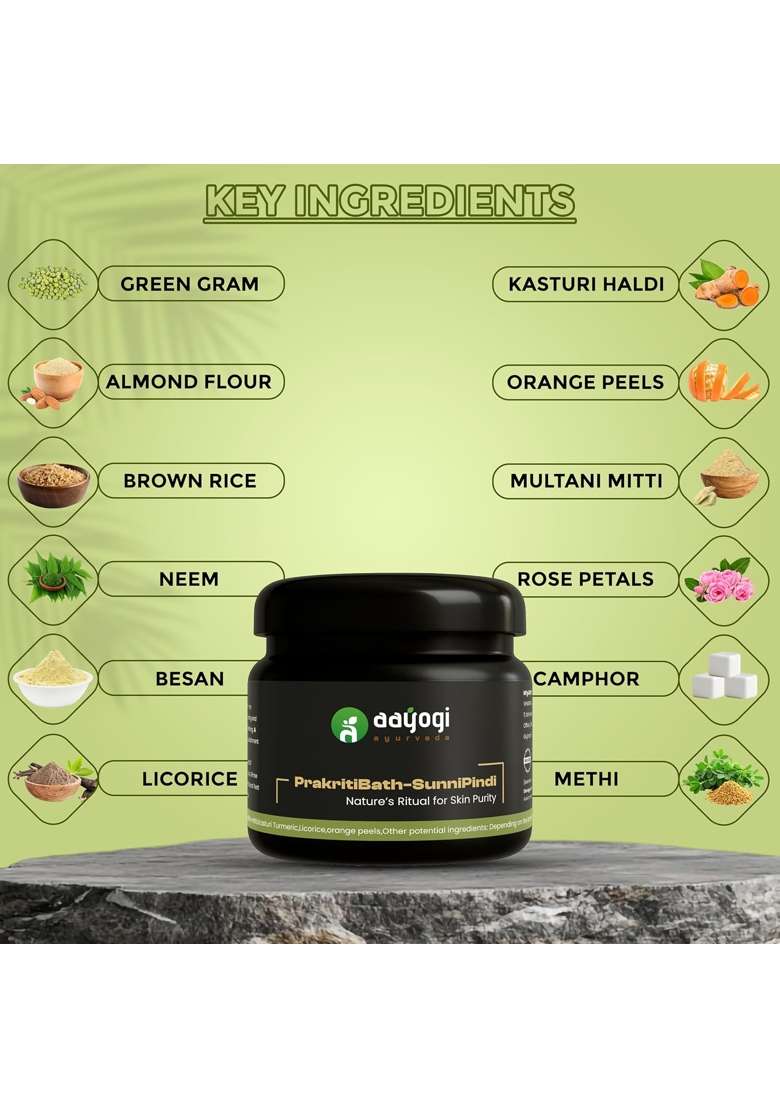 Aayogi Ayurveda Sunnipindi Bathing Powder 100 G Ayurvedic Herbal Bath Powder for Radiant and Healthy Skin - Indya