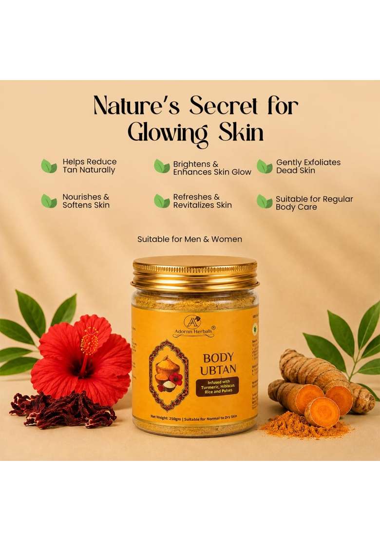 Adornn Herbals Body Ubtan with Turmeric Gram Flour and Sandalwood Ayurvedic Body Pack for Tan Removal Skin - Indya