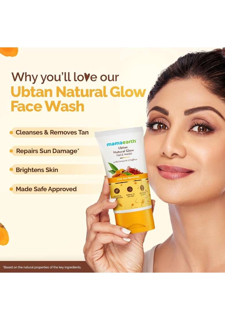 Mamaearth Yellow Ubtan Natural Face Wash for All Skin Type with Turmeric and Saffron for Tan Removal Pack of 3 - Indya