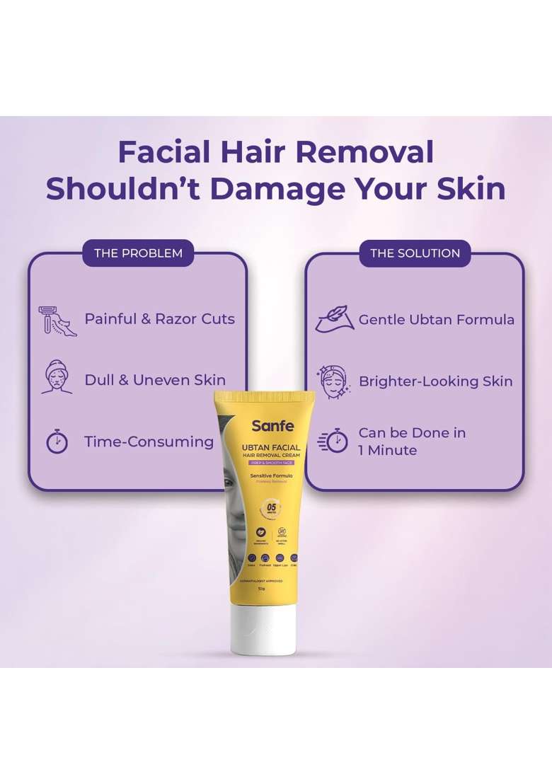 Sanfe Ubtan Facial Hair Removal Cream for Women Face Hair Remover Pack of 3 - Indya