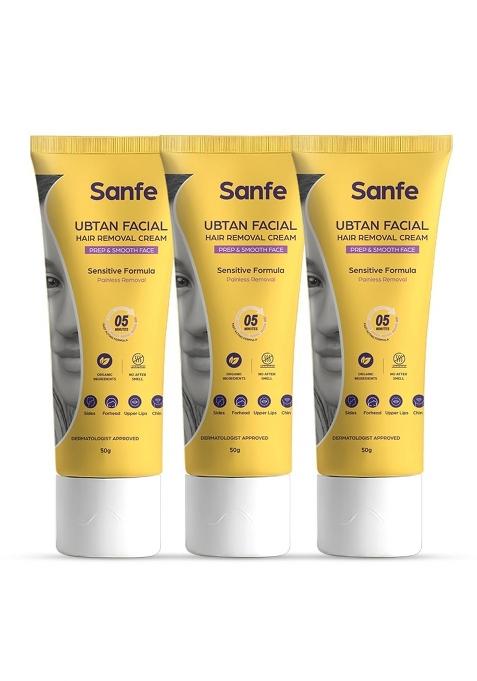 Sanfe Ubtan Facial Hair Removal Cream for Women Face Hair Remover Pack of 3