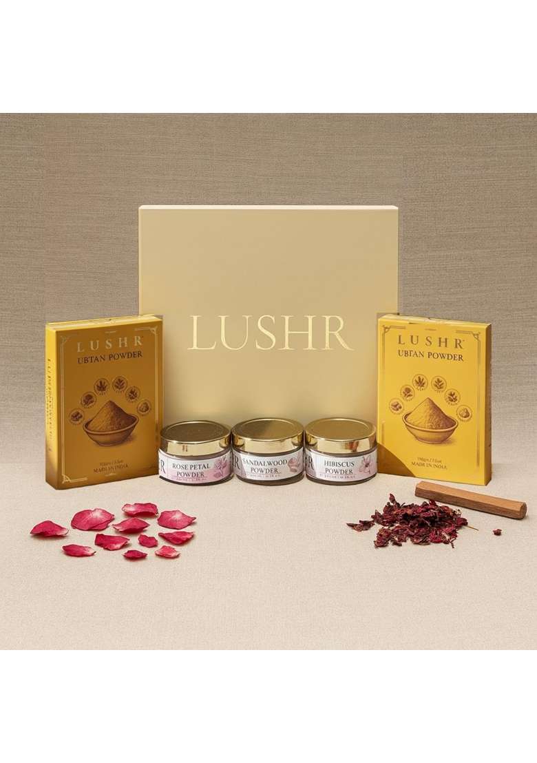 Lushr Ubtan Powder Sandalwood Face Pack Organic Rose Petals Powder - Indya