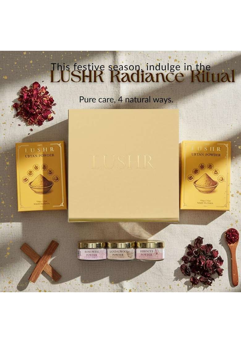 Lushr Ubtan Powder Sandalwood Face Pack Organic Rose Petals Powder - Indya