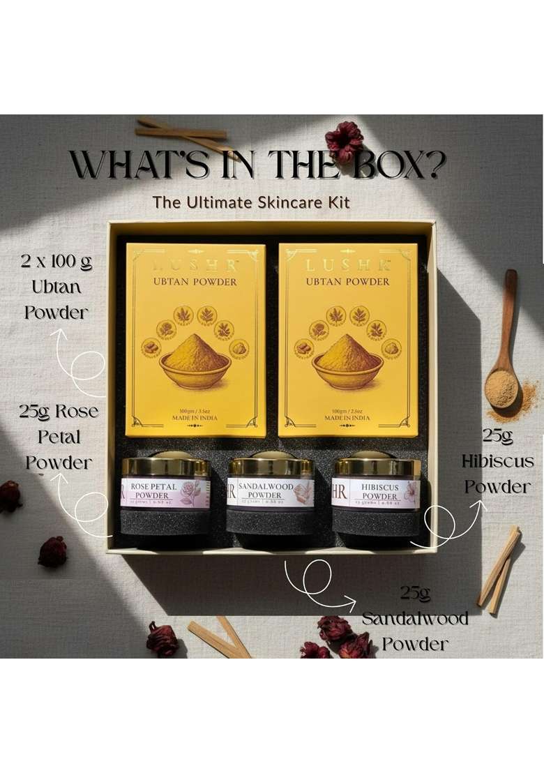 Lushr Ubtan Powder Sandalwood Face Pack Organic Rose Petals Powder - Indya