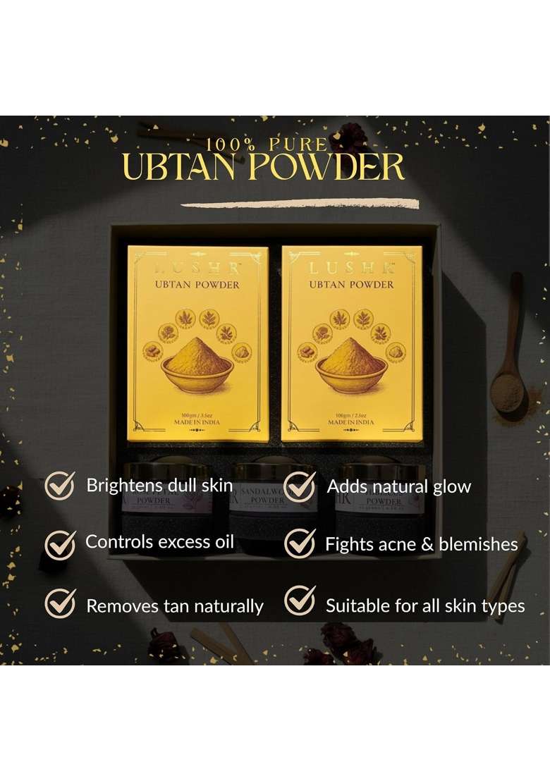 Lushr Ubtan Powder Sandalwood Face Pack Organic Rose Petals Powder - Indya