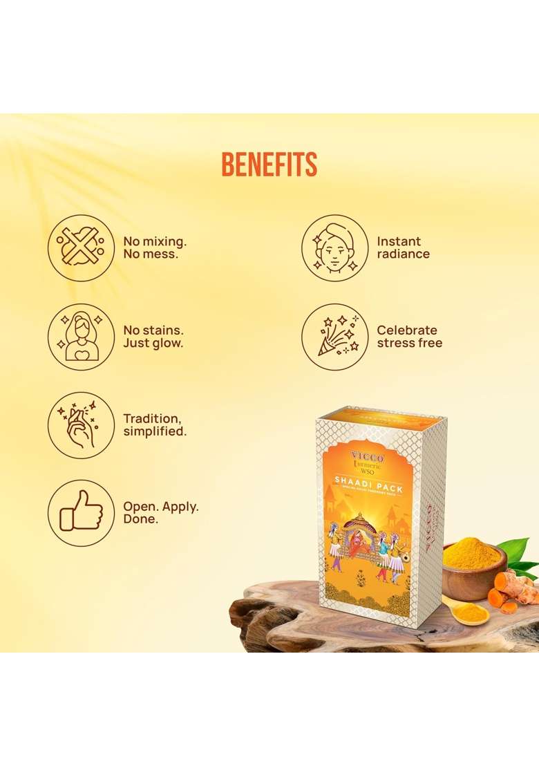 Vicco Turmeric WSO Shaadi Pack I Ready to Use Haldi Pack I Pure Turmeric for Radiant Glow Pack of 1 - Indya