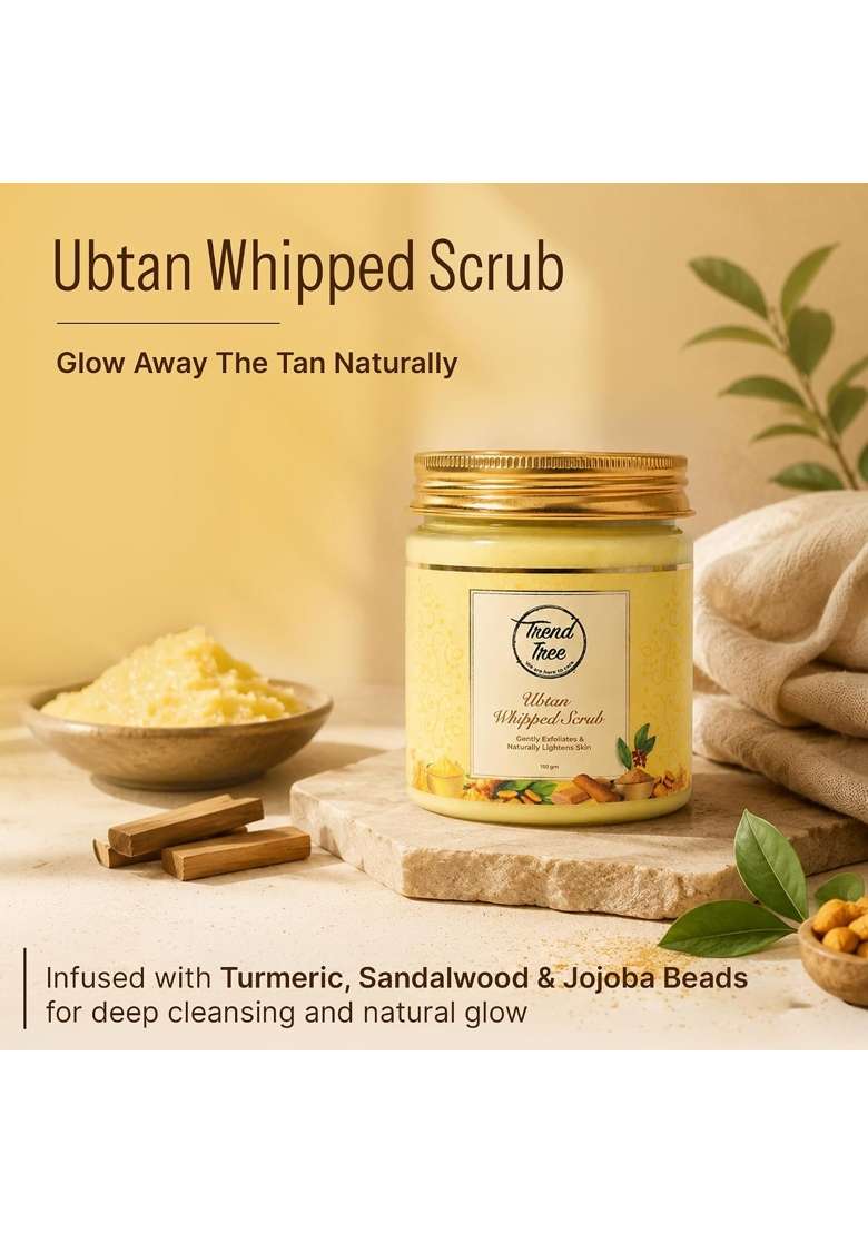Trendtree Ubtan Whipped Scrub with Sandalwood and Turmeric Oil for Gentle Exfoliating Face and Body Cleanser - Indya