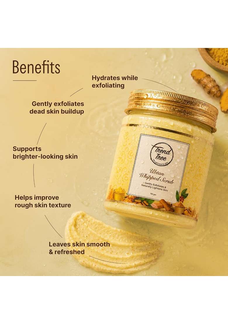 Trendtree Ubtan Whipped Scrub with Sandalwood and Turmeric Oil for Gentle Exfoliating Face and Body Cleanser - Indya