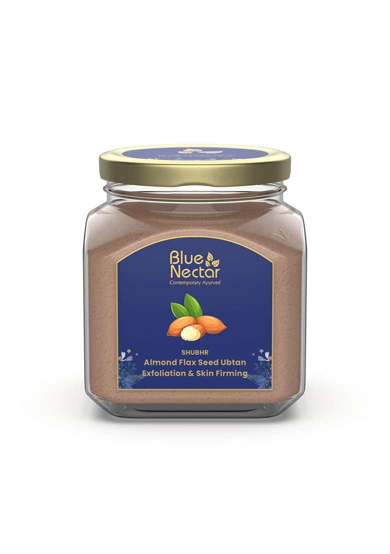 Blue Nectar Skin Firming Almond Ubtan Powder with Vitamin E Face Pack for Natural Exfoliation - Indya