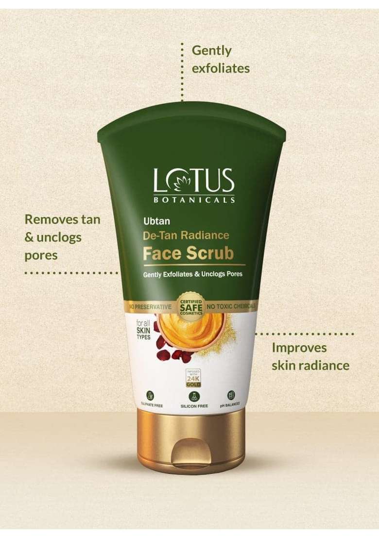Lotus Botanicals Ubtan De Tan Radiance Face Scrub 100ML with Ubtan De Tan Radiance Face and Body Mask 140GM - Indya