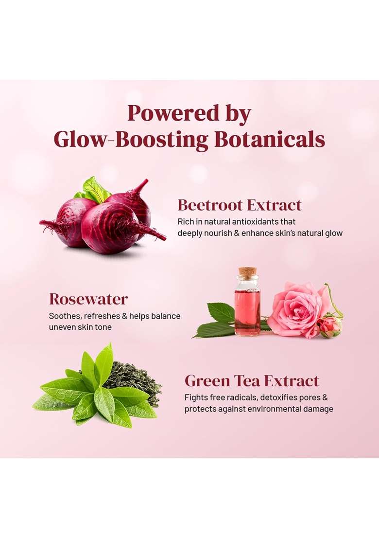 Haappy Herbs Brightening Face Pack 50G Beetroot Rosewater and Green Tea Glow Face Mask for Pigmentation - Indya