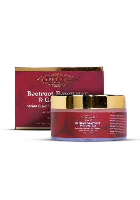 Haappy Herbs Brightening Face Pack 50G Beetroot Rosewater and Green Tea Glow Face Mask for Pigmentation