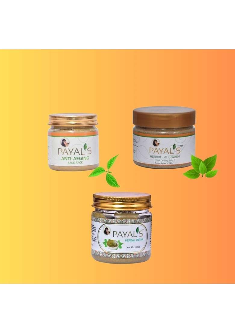 Payals Herbal Skincare Set Anti Ageing Face Wash Ubtan 200G All Skin Types - Indya