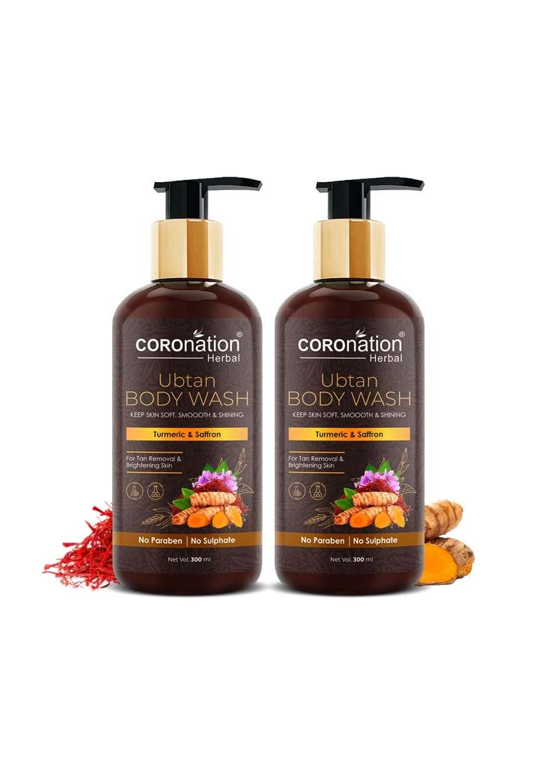 Coronation Herbal Brown Unisex Ubtan Body Wash with Turmeric and Saffron for Men and Women Pack of 2 - Indya