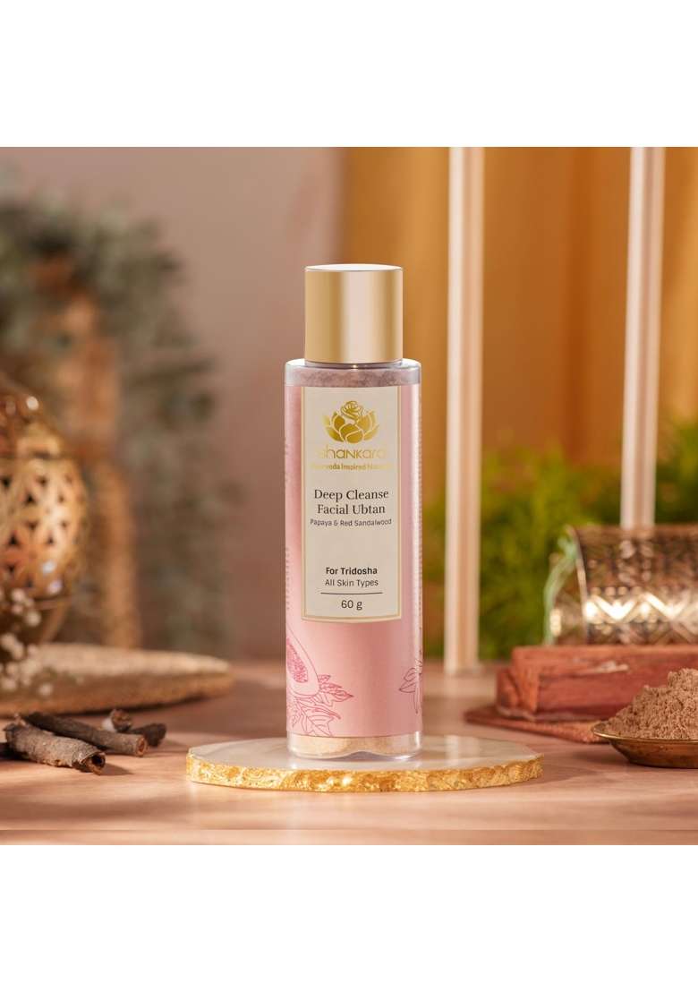 Shankara Deep Cleanse Facial Ubtan with Papaya and Red Sandalwood for Hydrating and Soothing Cleanser 60G - Indya