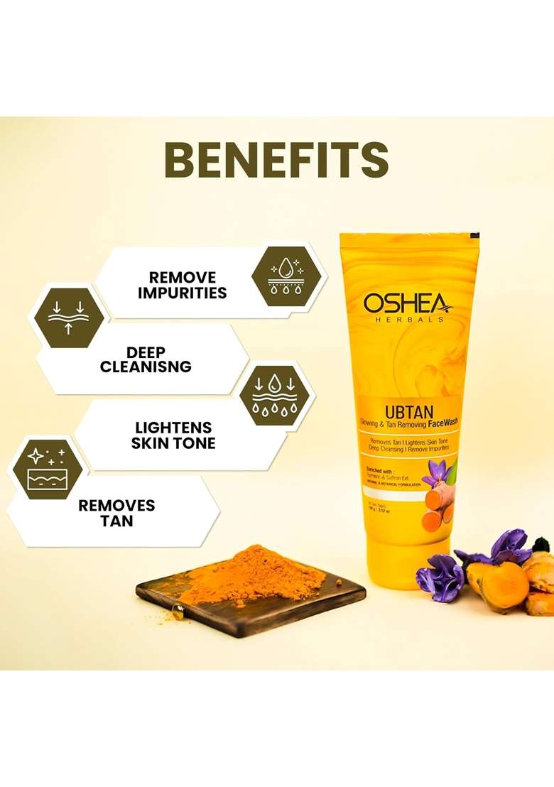 Oshea Yellow Herbals Ubtan Glowing and Tan Removal Face Wash for All Skin Types - Indya