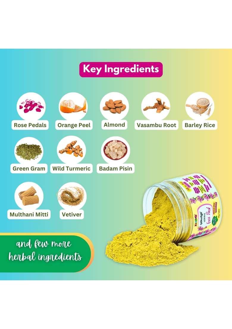 Johovo Iyalmooligai 100 Percent Organic Ubtan Face Pack 210G - Indya