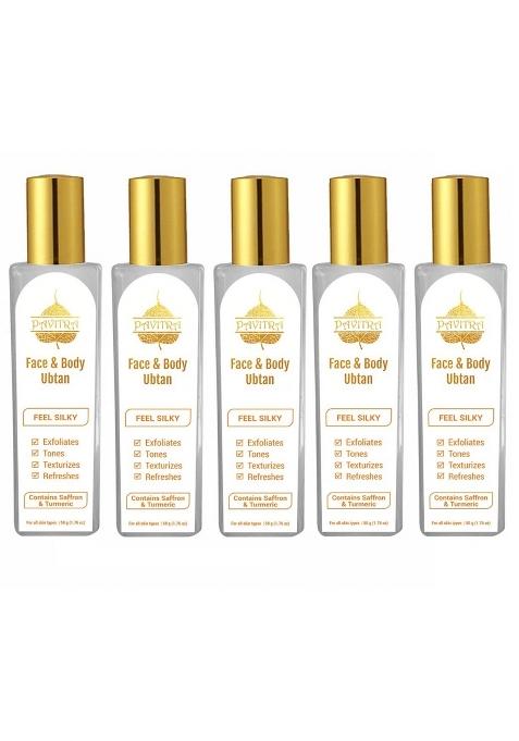 Pavitra Plus Face and Body Ubtan for Instant Glow Exfoliating Detoxifying and Firming with Saffron Pack of 5
