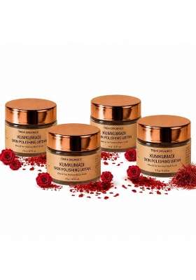 Trehi Organics Kumkumadi Skin Polishing Ubtan Powder Ayurvedic Face and Body Scrub and Mask Pack of 4