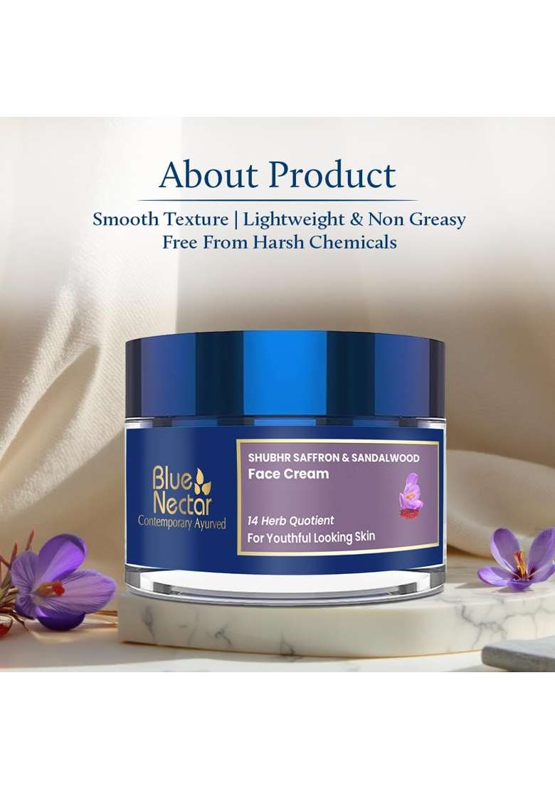 Blue Nectar Anti Aging Saffron Sandalwood Cream Women 50G and Turmeric Face Ubtan 100G - Indya