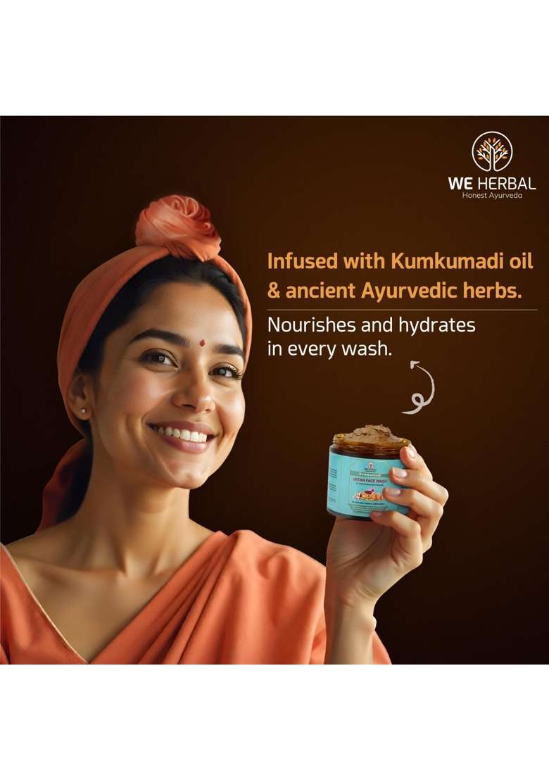WE Herbal Kumkumadi Ubtan Face Wash for Glowing Skin 100G Ayurvedic Brightening Cleanser with Saffron - Indya