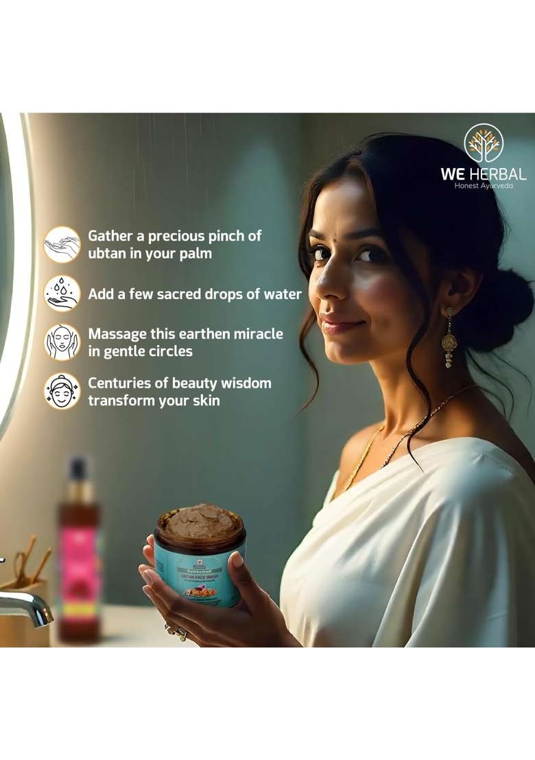 WE Herbal Kumkumadi Ubtan Face Wash for Glowing Skin 100G Ayurvedic Brightening Cleanser with Saffron - Indya