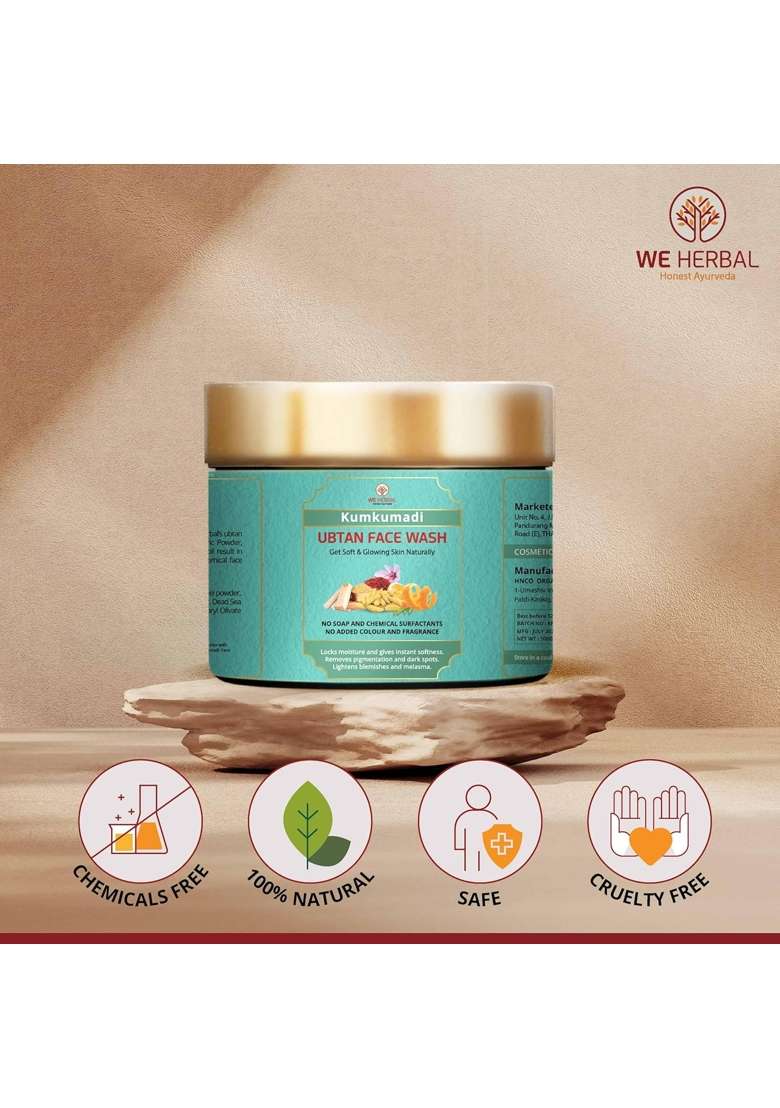 WE Herbal Kumkumadi Ubtan Face Wash for Glowing Skin 100G Ayurvedic Brightening Cleanser with Saffron - Indya