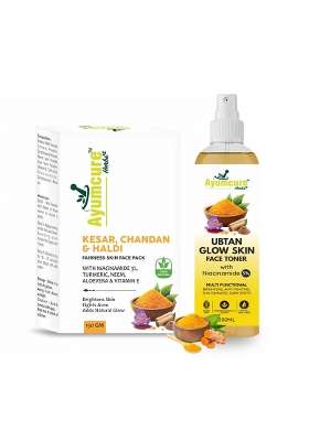 Ayumcure Ubtan Glow Toner 200ML Plus Herbal Radiance Face Pack 150G Combo
