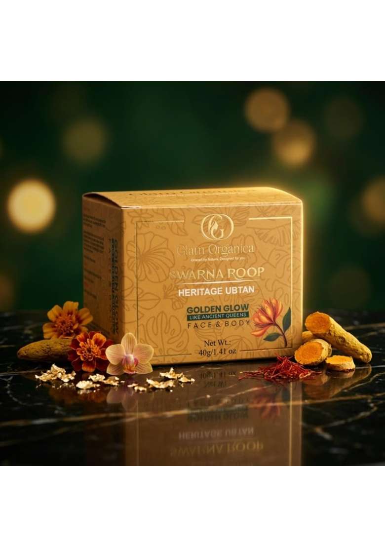 GLAM Organica Swarna Roop Heritage Ubtan Face Pack 40 G Face and Body Skin Mask for Brightening Tan Removal - Indya