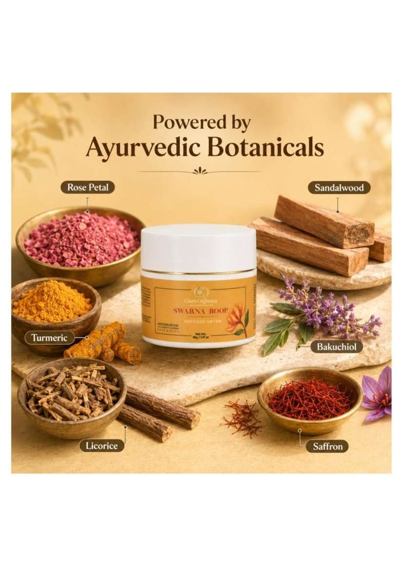 GLAM Organica Swarna Roop Heritage Ubtan Face Pack 40 G Face and Body Skin Mask for Brightening Tan Removal - Indya
