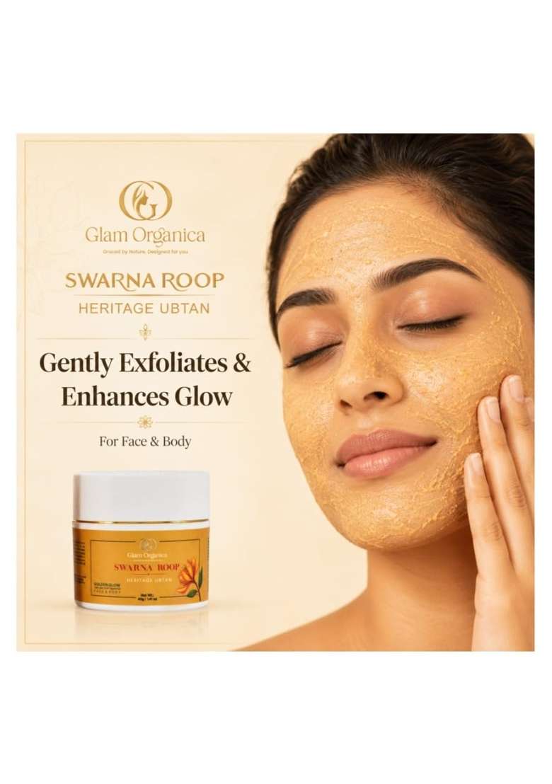 GLAM Organica Swarna Roop Heritage Ubtan Face Pack 40 G Face and Body Skin Mask for Brightening Tan Removal - Indya