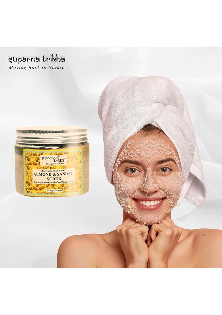 Suparna Trikha Almond and Sandal Scrub Traditional Face and Body Ubtan with Almond Powder Sandalwood - Indya