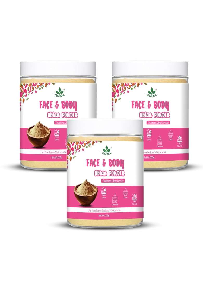 Havintha Natural Face and Body Ubtan Powder for Dry Skin Types Pack of 3 - Indya