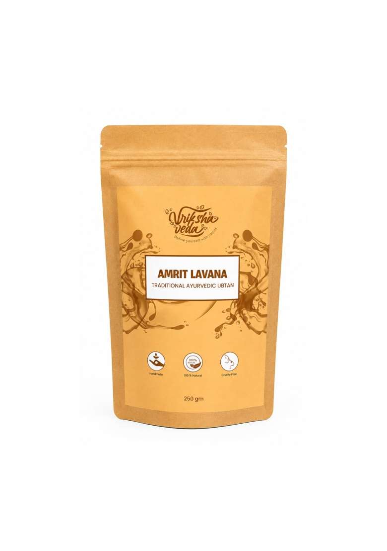 Vriksha Veda Yellow Amrit Lavana Traditional Ayurvedic Ubtan Herbal Bath Powder for Glowing Skin - Indya