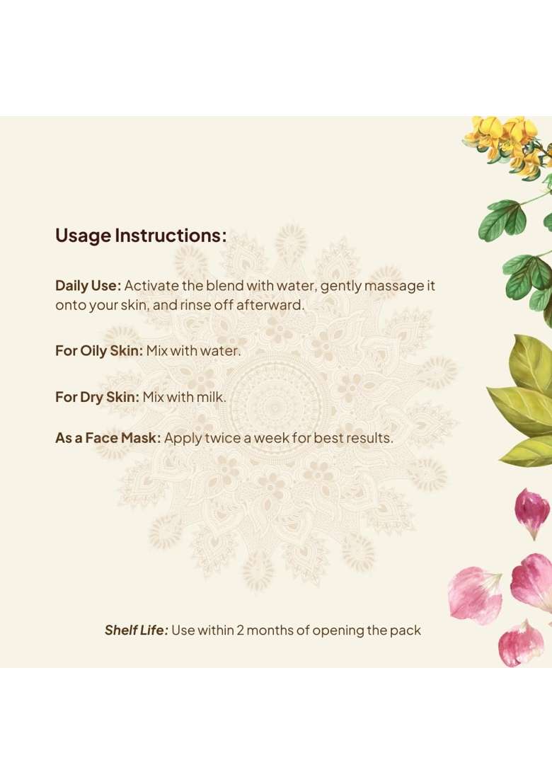 Vriksha Veda Yellow Amrit Lavana Traditional Ayurvedic Ubtan Herbal Bath Powder for Glowing Skin - Indya