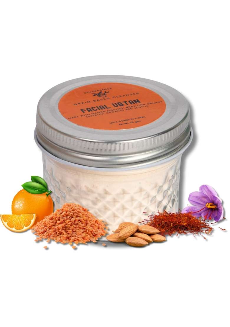 DYU Handmade Almond and Saffron Ubtan Face Wash Powder Gentle Face Scrub for Tan Removal - Indya