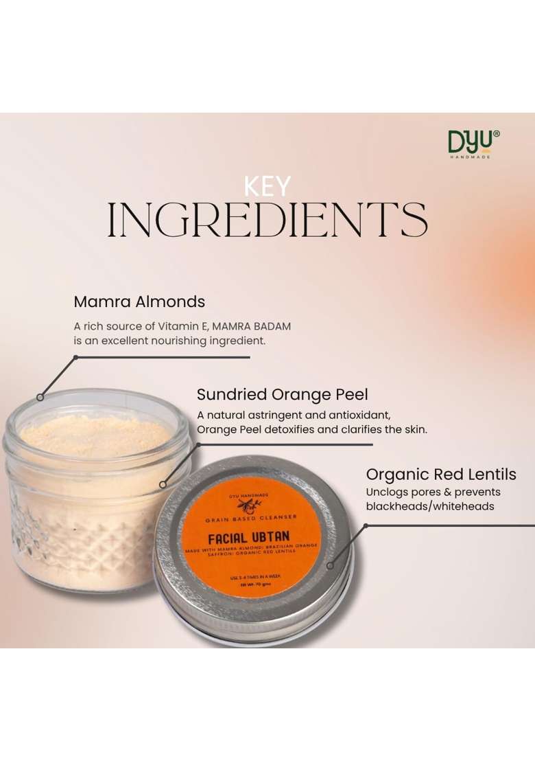 DYU Handmade Almond and Saffron Ubtan Face Wash Powder Gentle Face Scrub for Tan Removal - Indya