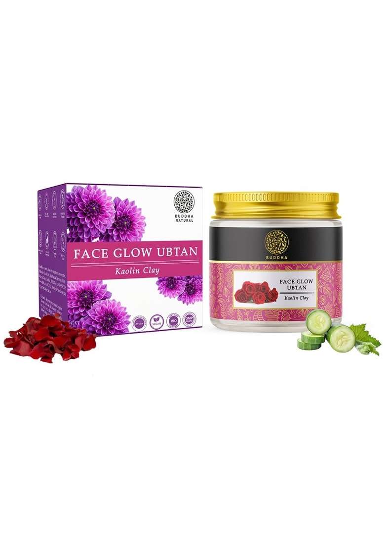Buddha Natural Face Glow Ubtan 50 GM Ayush Certified Blended Premium Dead Sea Mud Rhassoul Kaolin French Pink - Indya