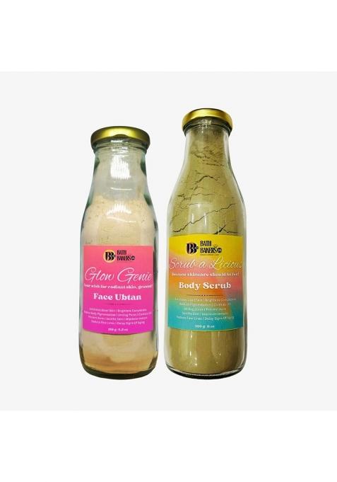 Bath Bakers 24 Face Ubtan and Body Scrub Combo for Women Tan Removal Face Ubtan Plus Exfoliating Body Scrub