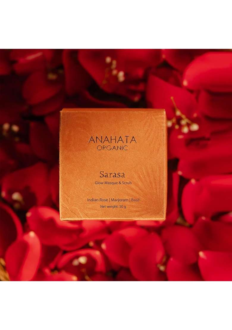 Anahata Sarasa Glow Face Masque 50G Herbal Face Pack with White Turmeric Mogra Neem and Marjoram - Indya