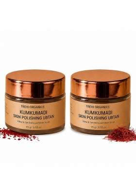 Trehi Organics Kumkumadi Skin Polishing Ubtan Powder Ayurvedic Face and Body Scrub and Mask Pack of 2