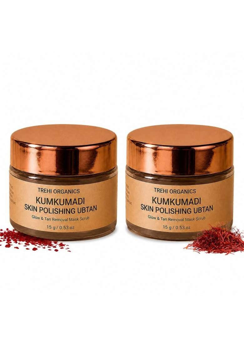 Trehi Organics Kumkumadi Skin Polishing Ubtan Powder Ayurvedic Face and Body Scrub and Mask Pack of 2 - Indya
