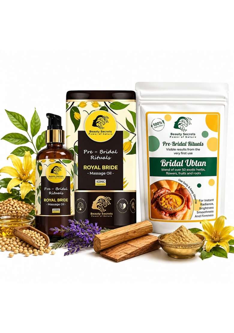 Beauty Secrets Bridal Body Polishing and Glow Kit Royal Bride Golden Glow Face and Body Oil 50ML - Indya