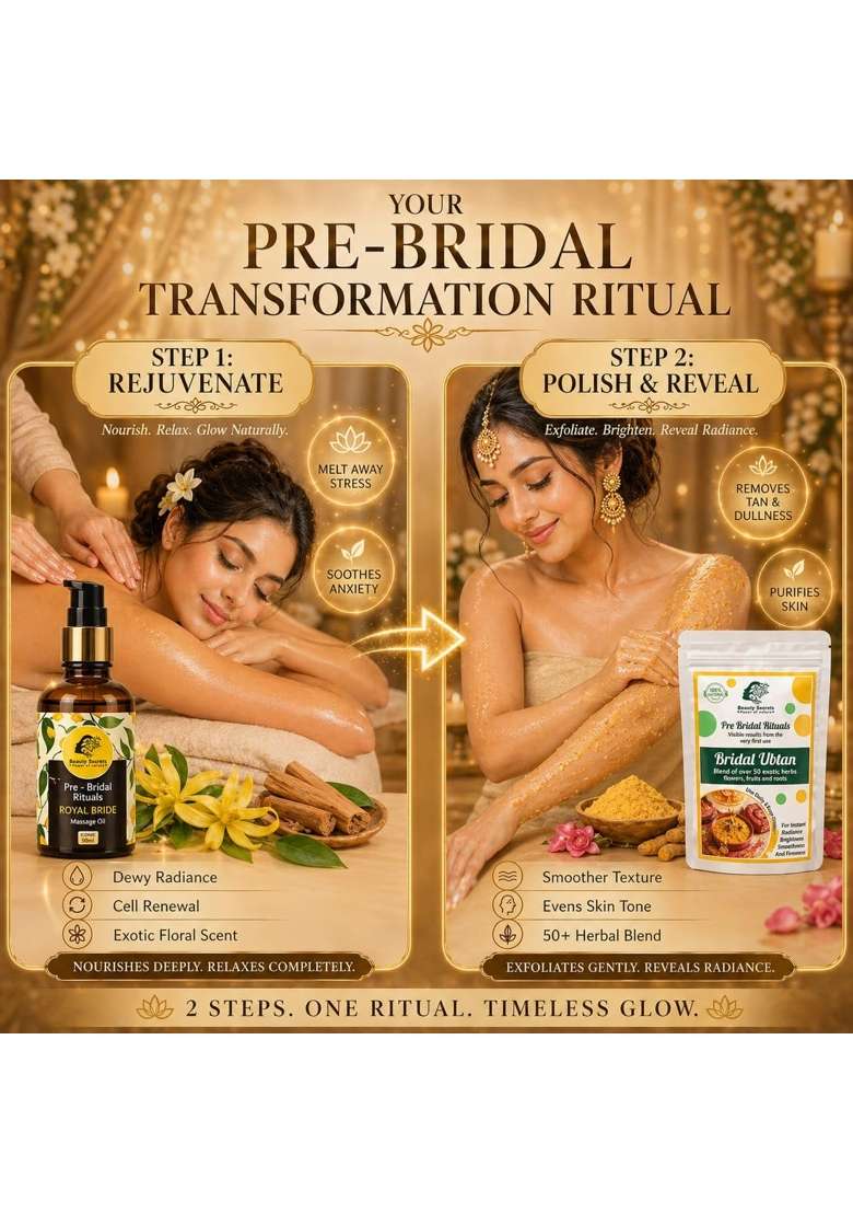 Beauty Secrets Bridal Body Polishing and Glow Kit Royal Bride Golden Glow Face and Body Oil 50ML - Indya