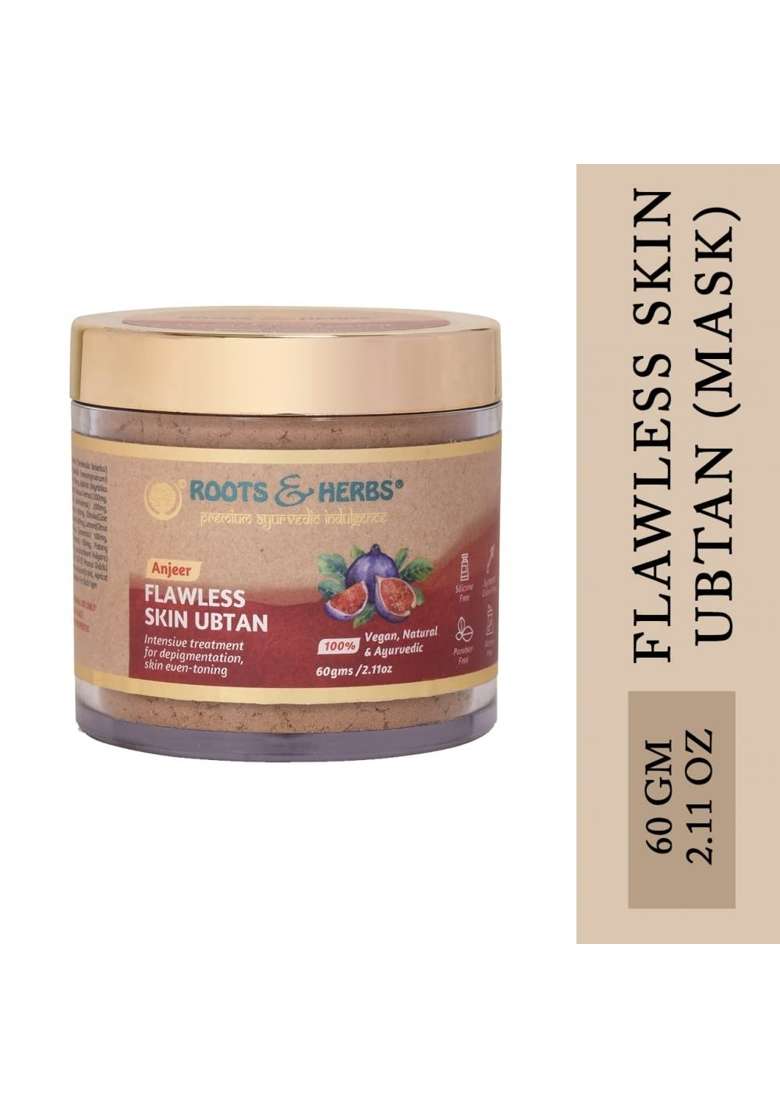 Roots and Herbs Ayurvedic Natural Treatment 100 Percent Vegan Anjeer Flawless Skin Face Ubtan 60 GM - Indya