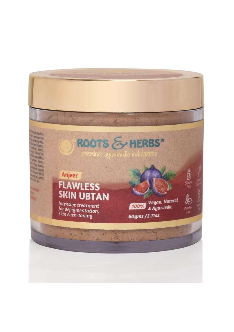 Roots and Herbs Ayurvedic Natural Treatment 100 Percent Vegan Anjeer Flawless Skin Face Ubtan 60 GM - Indya