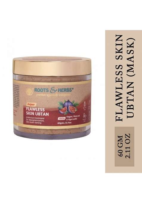 Roots and Herbs Ayurvedic Natural Treatment 100 Percent Vegan Anjeer Flawless Skin Face Ubtan 60 GM